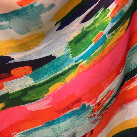 Judith March Multicolor one sleeve blouse with blouson waist. Size Lg - Picture 8 of 12